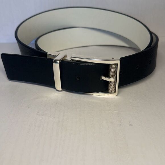 Calvin Klein Men's Reversible Harness Roller Buckle Belt Black/White #73271 47" - Picture 1 of 4